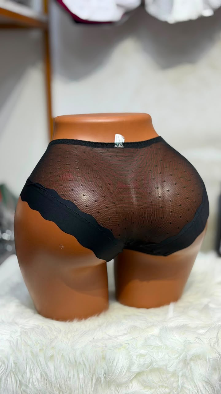 Mesh Dotted Panty ya Black