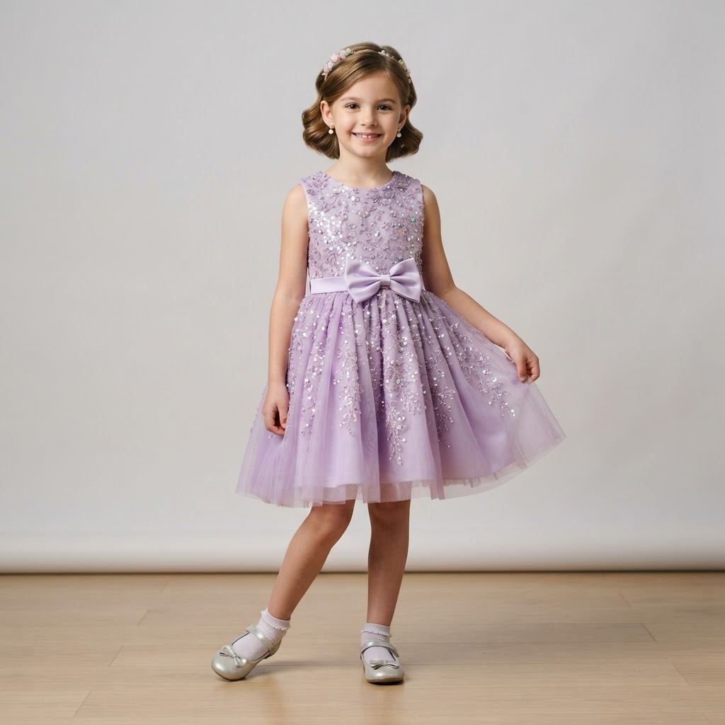 Gauni la Sequins la Msichana (Lavender)