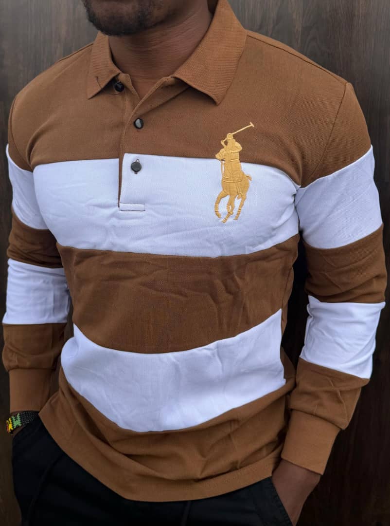 Big Pony Rugby Polo ya Brown/White